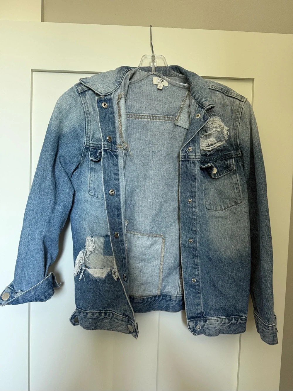 BKE Light Blue Distressed Kids Denim Jacket